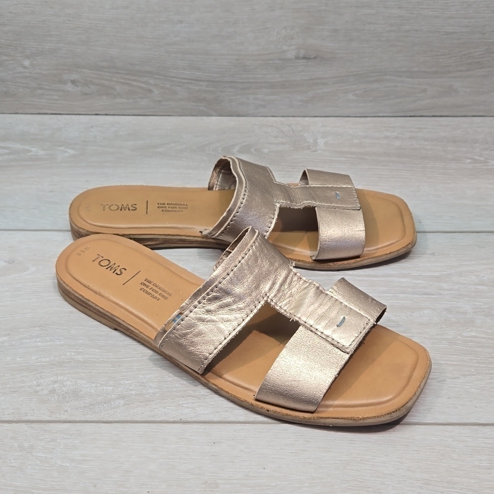 Toms Women Leather Sandals Flats shoes sz 8.5